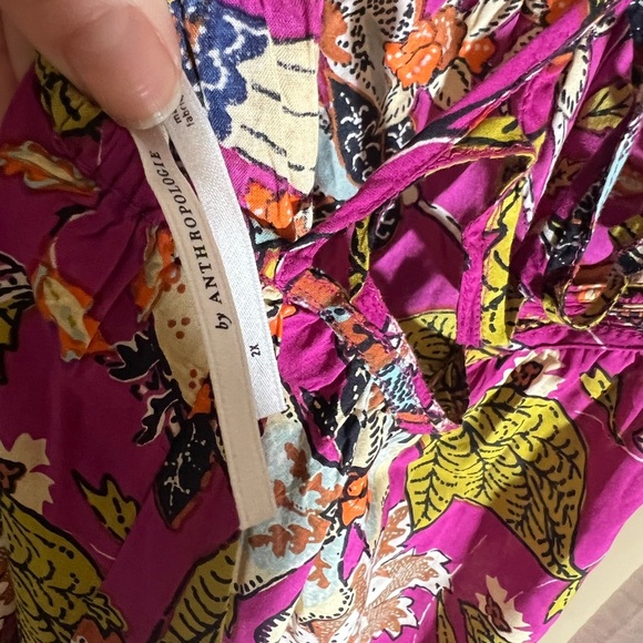 Anthropologie Bird Floral Maxi Dress Boho Magenta Strappy Cutout Pink Size 2X - Picture 12 of 12